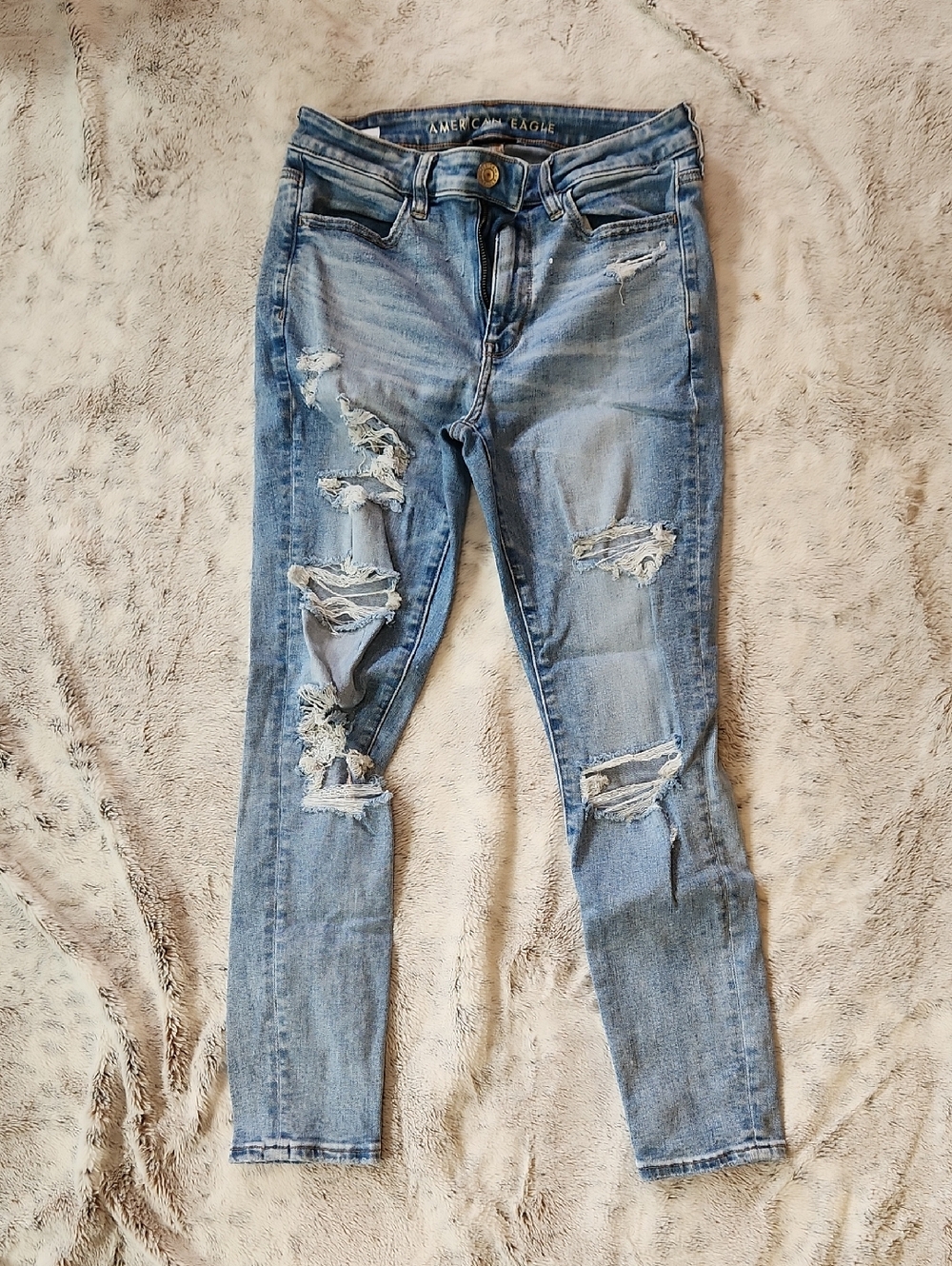 American Eagle Outfitters Ripped Light Blue Skinny Jeans